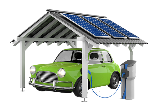 Carport solaire avec borne de chargement pour voiture électrique